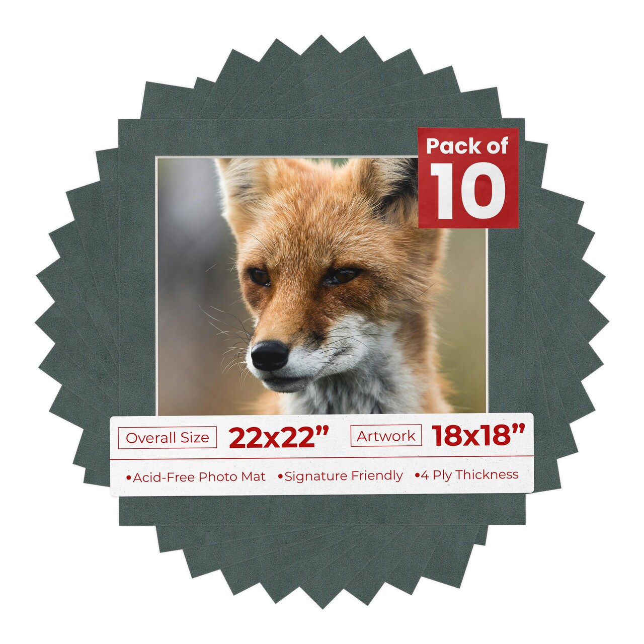 Dark Grey Suede Mat Board for 22x22 Frames - Fits 18x18 Photos